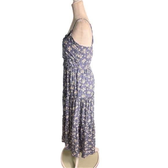Floral Spaghetti Strap Tiered Midi Dress Womens Size M Blue Cottagecore Boho New - Picture 6 of 11